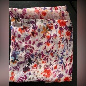 Flower printed sheer scarf